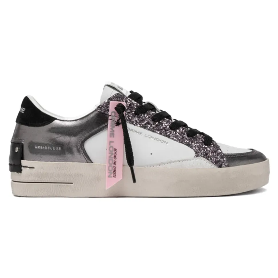 Silber Glitter Sneakers Stilvoll Italienisch Handgefertigt