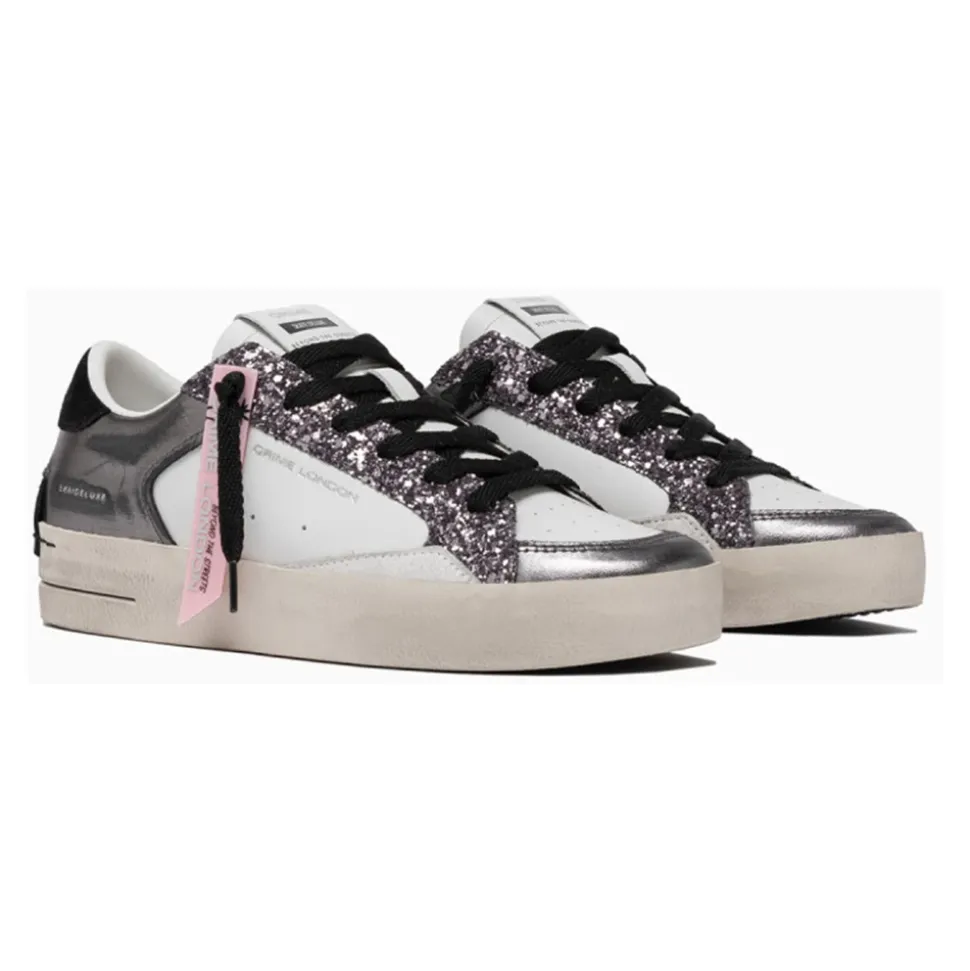 Silber Glitter Sneakers Stilvoll Italienisch Handgefertigt