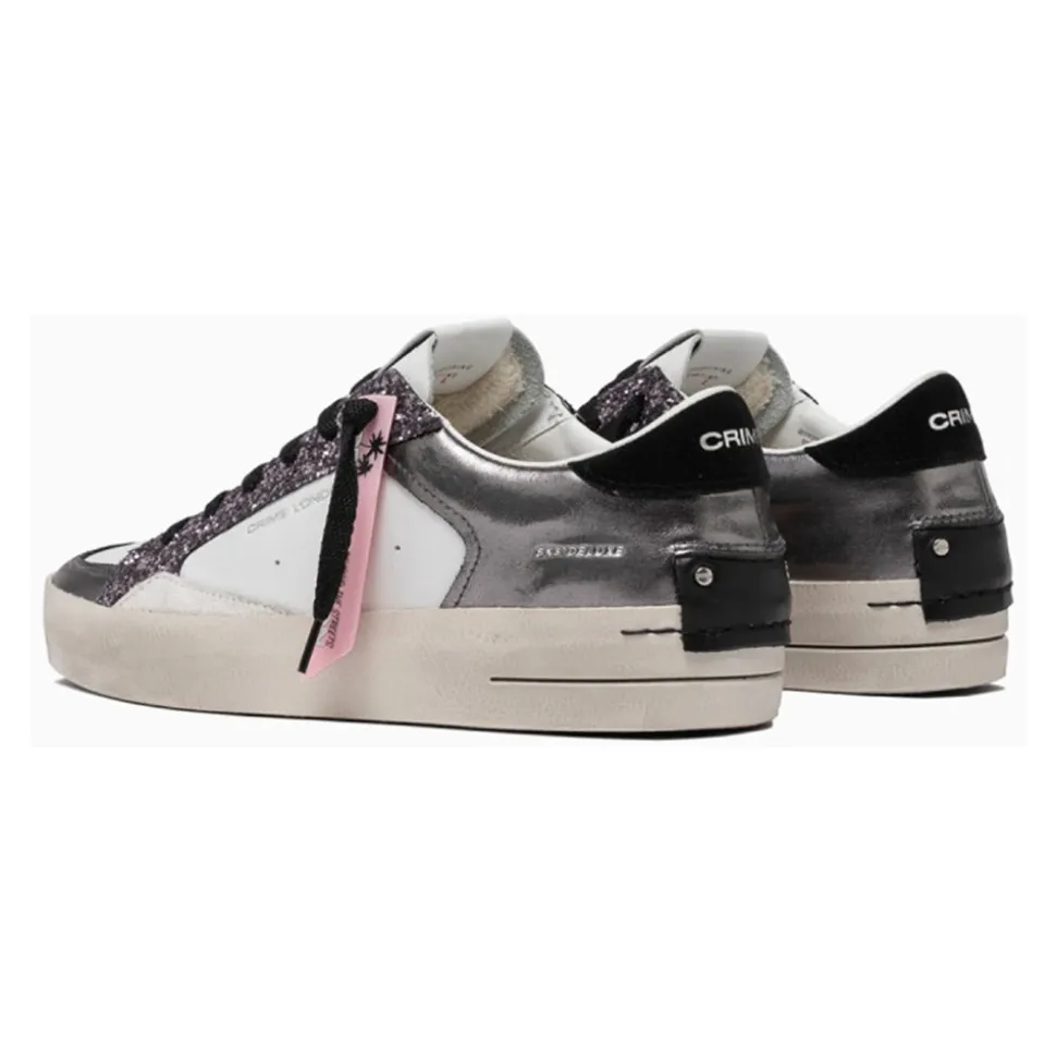 Silber Glitter Sneakers Stilvoll Italienisch Handgefertigt