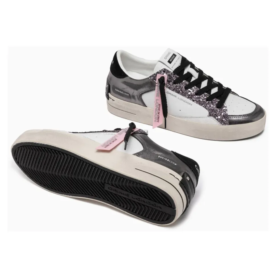 Silber Glitter Sneakers Stilvoll Italienisch Handgefertigt