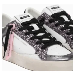Silber Glitter Sneakers Stilvoll Italienisch Handgefertigt