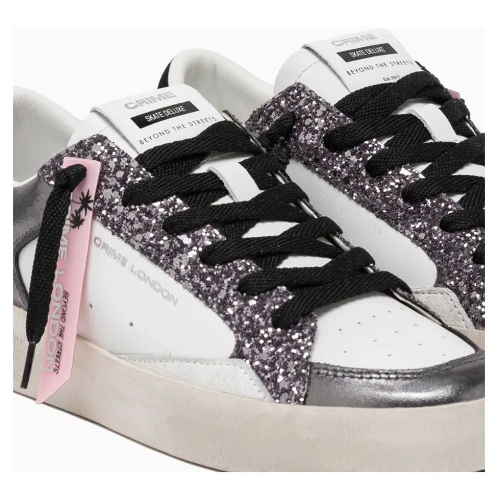 Silber Glitter Sneakers Stilvoll Italienisch Handgefertigt