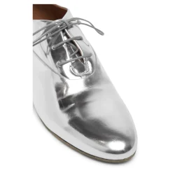 Silberfolie Spiegel Leder Derby Schuhe