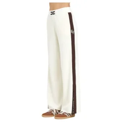 Strick cremefarbene Hose regular fit Palazzo