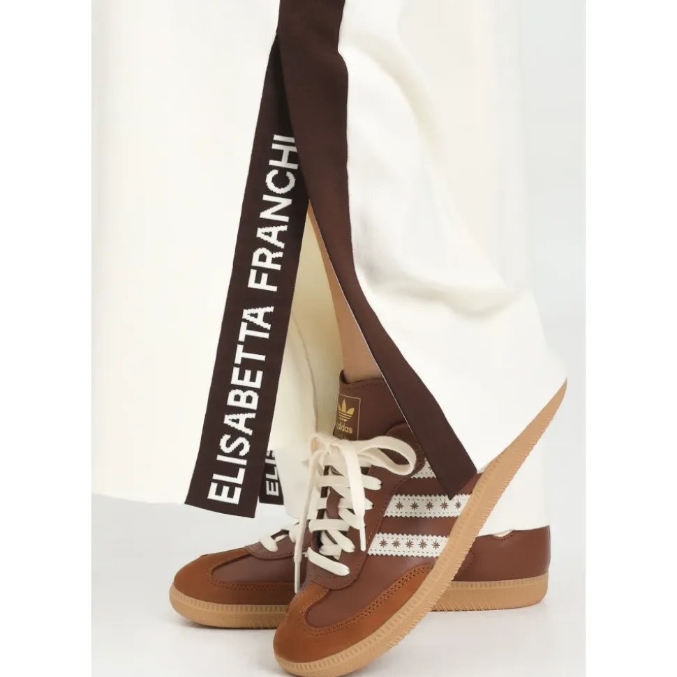 Strick cremefarbene Hose regular fit Palazzo