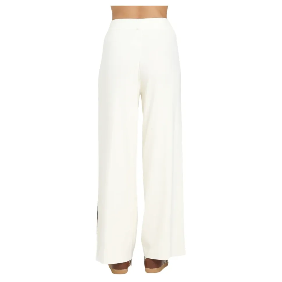 Strick cremefarbene Hose regular fit Palazzo