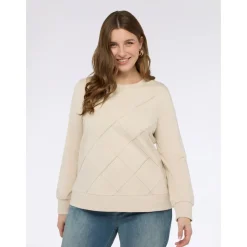 Sweatshirt mit Diamantenmuster und Perlen