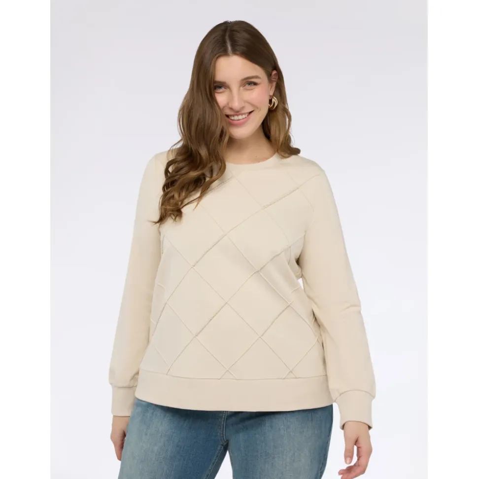 Sweatshirt mit Diamantenmuster und Perlen