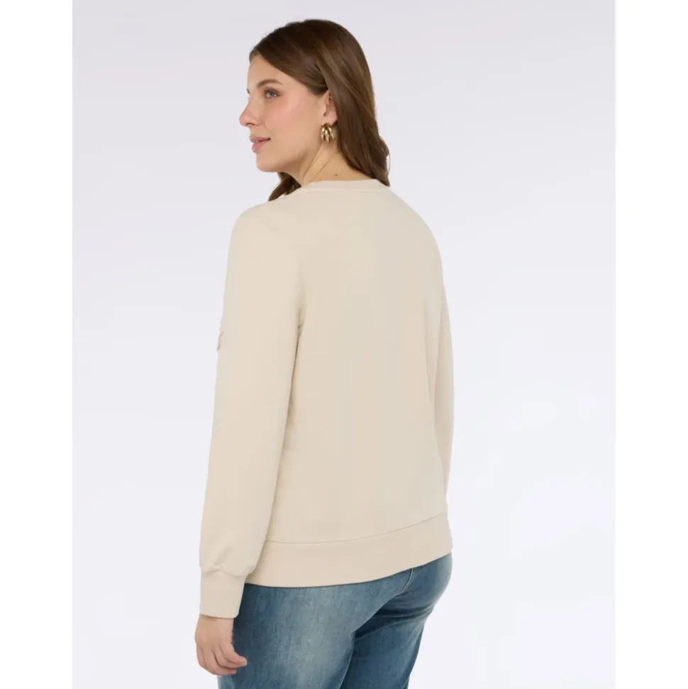 Sweatshirt mit Diamantenmuster und Perlen