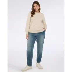 Sweatshirt mit Diamantenmuster und Perlen