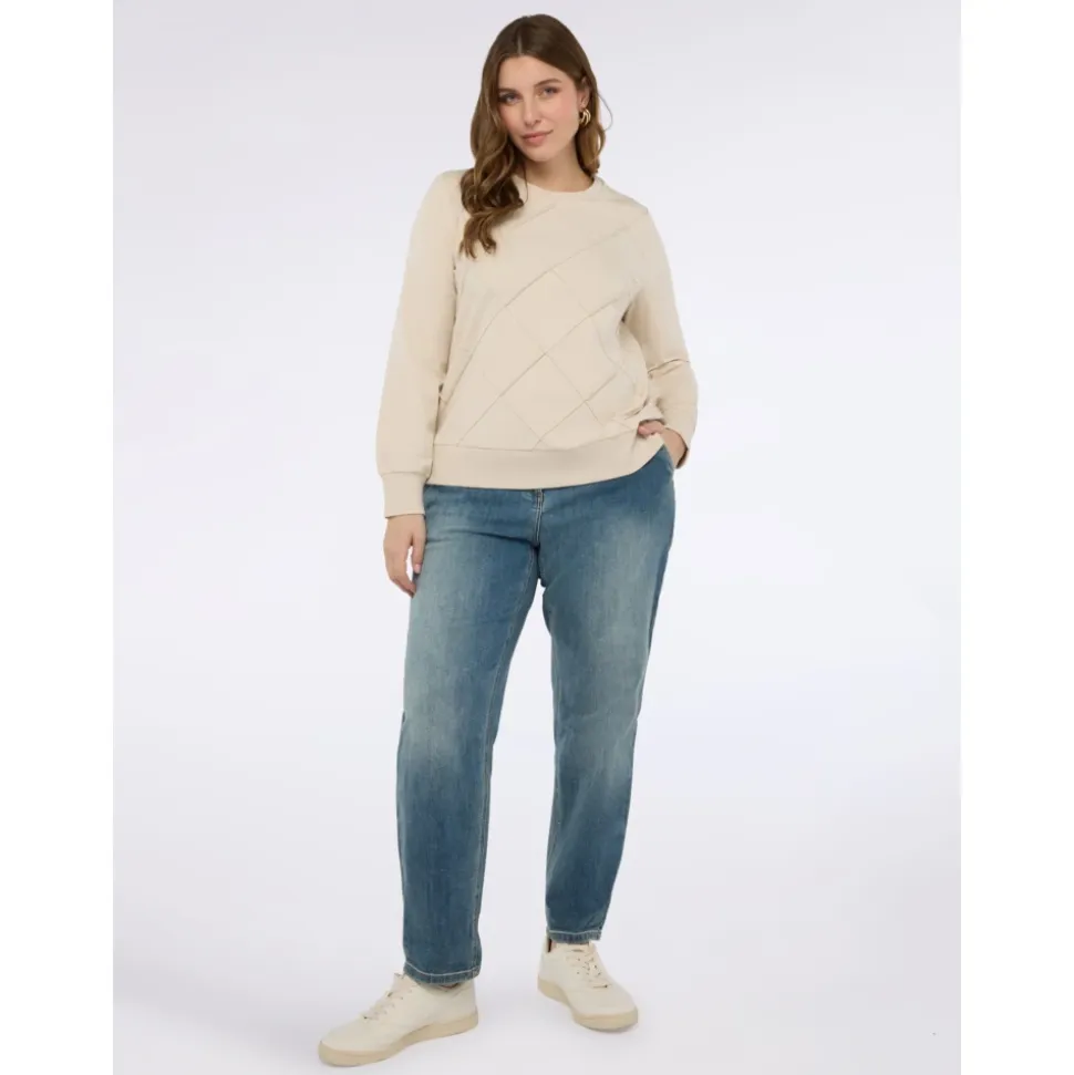 Sweatshirt mit Diamantenmuster und Perlen