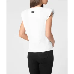 Tanktop Rundhals Piercing mit gepolsterten Schultern