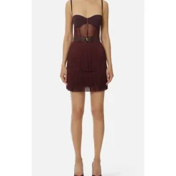 Tüll Minikleid mit Fransenskirt