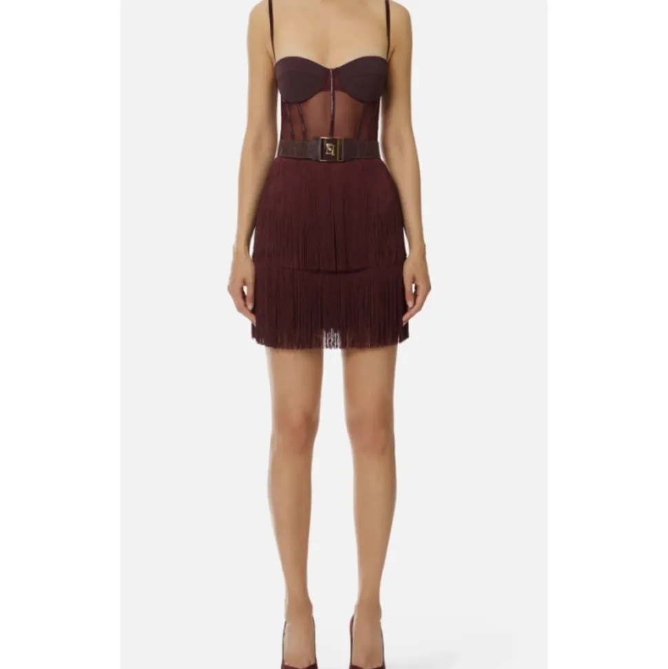 Tüll Minikleid mit Fransenskirt
