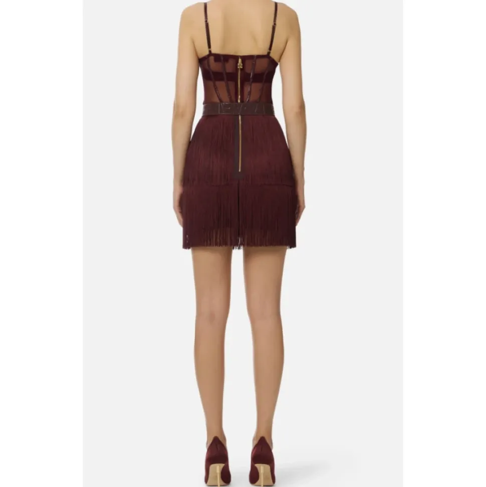 Tüll Minikleid mit Fransenskirt