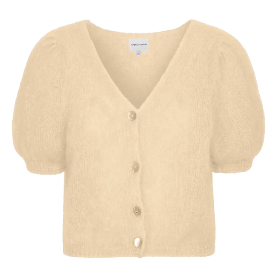 V-Ausschnitt Cropped Cardigan Mandel
