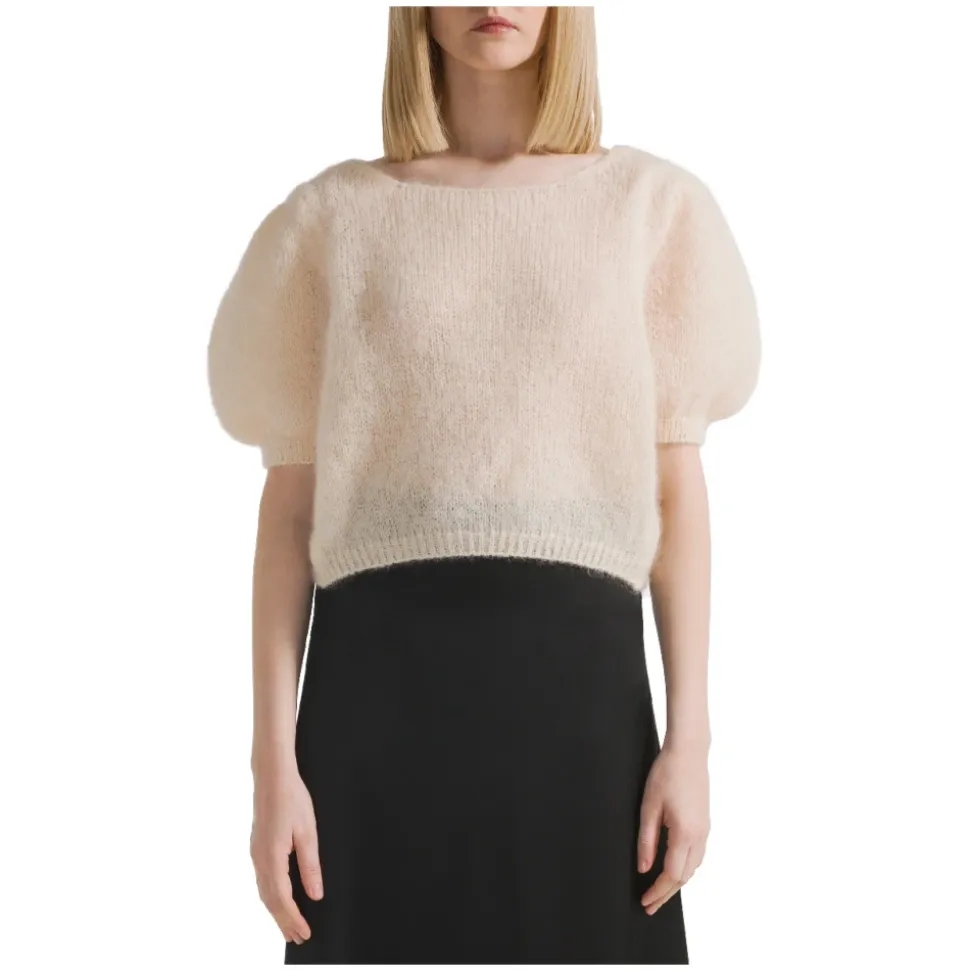 V-Ausschnitt Cropped Cardigan Mandel