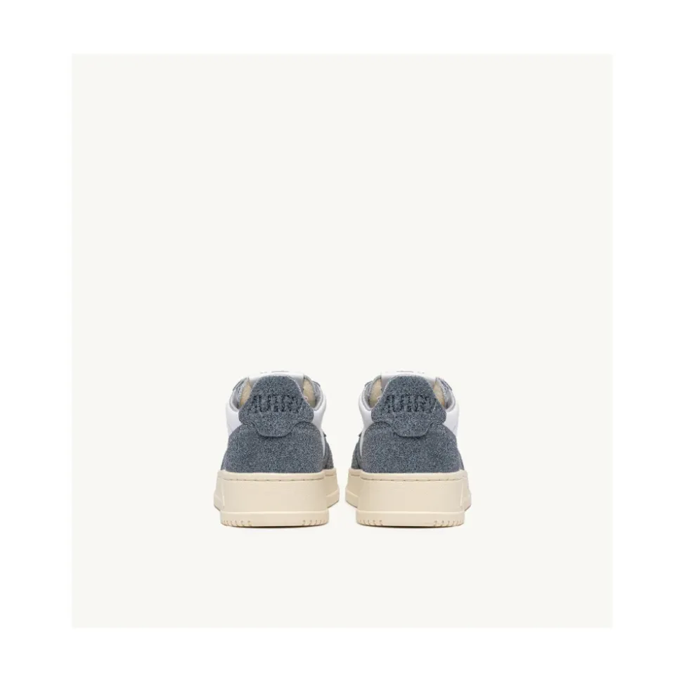 Vintage-inspirierte Low-Top Sneakers Weiß/Grau