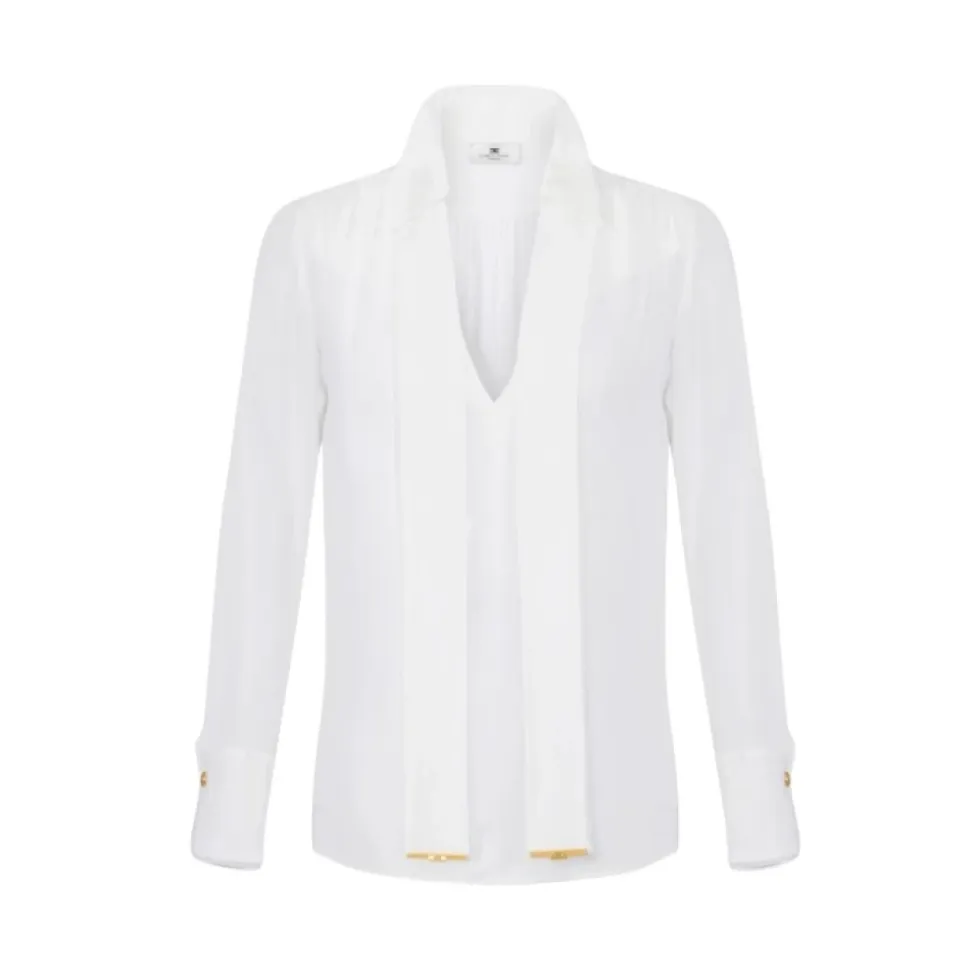 Viskose-Georgette-Bluse mit Schärpengürtel