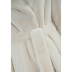 Weiße Kunstpelzjacke V-Ausschnitt