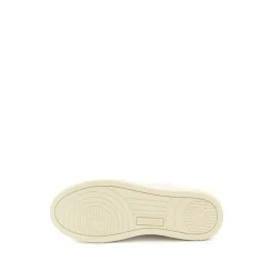 Weiße Leder Glitter Sneakers
