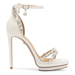 Weiße Sandalen aus der Hochzeitskollektion verziert mit Kristallen