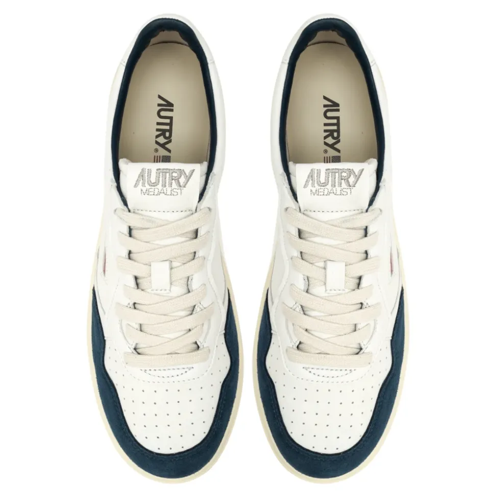 Weiße Vintage-Sneakers aus Leder