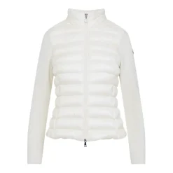 Weiße Wolljacke mit Feder-Einsatz