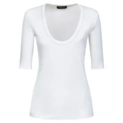Weißes T-Shirt mit V-Ausschnitt