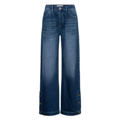 Weite Denim-Hose mit schicken Knöpfen