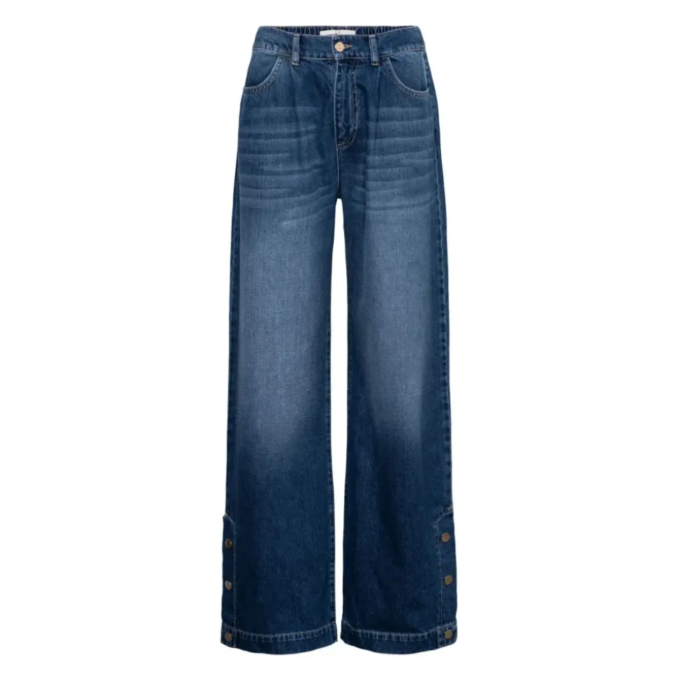 Weite Denim-Hose mit schicken Knöpfen