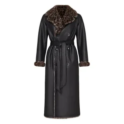 Wendbarer Fake Shearling Mantel mit Animal Print