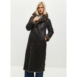Wendbarer Fake Shearling Mantel mit Animal Print
