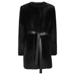 Wende-Caban aus Shearling mit Rundhalsausschnitt