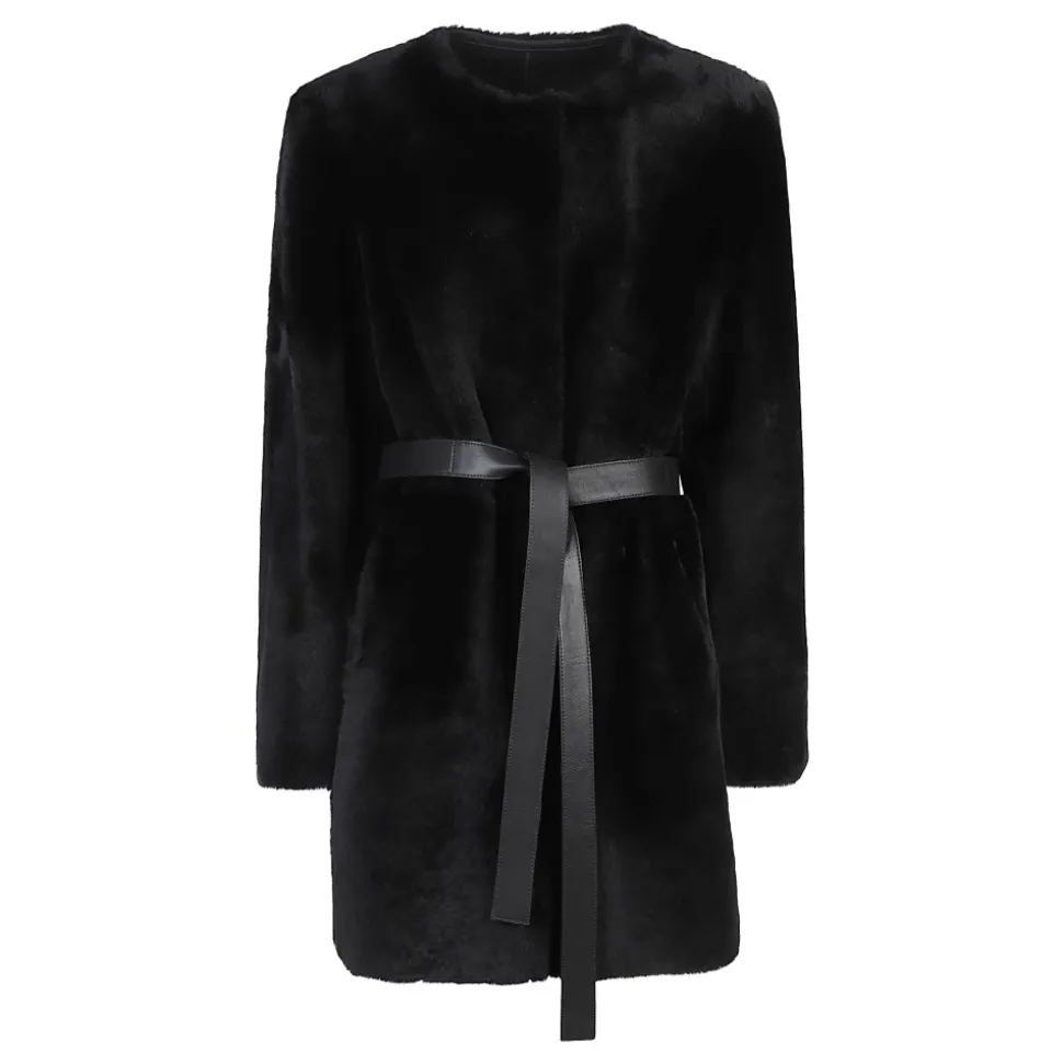 Wende-Caban aus Shearling mit Rundhalsausschnitt