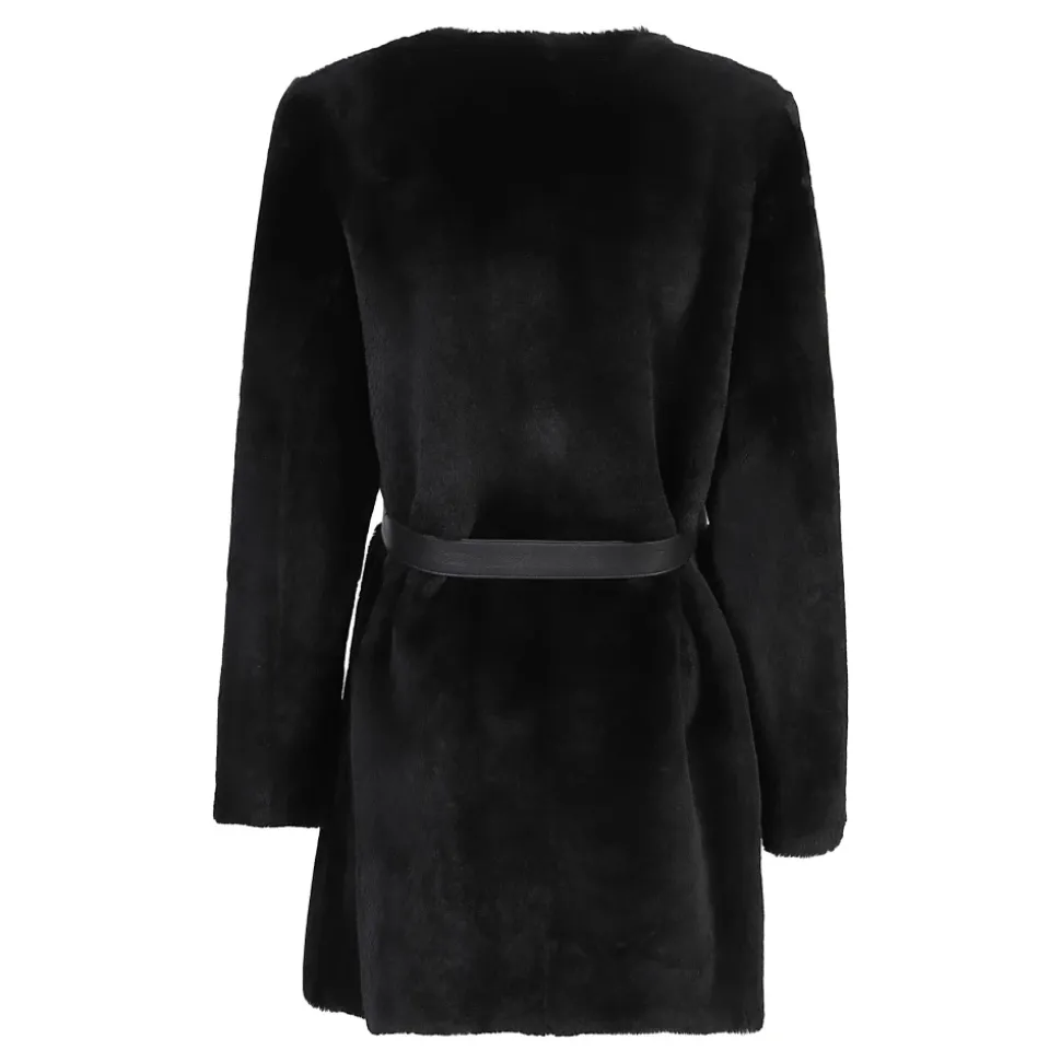 Wende-Caban aus Shearling mit Rundhalsausschnitt