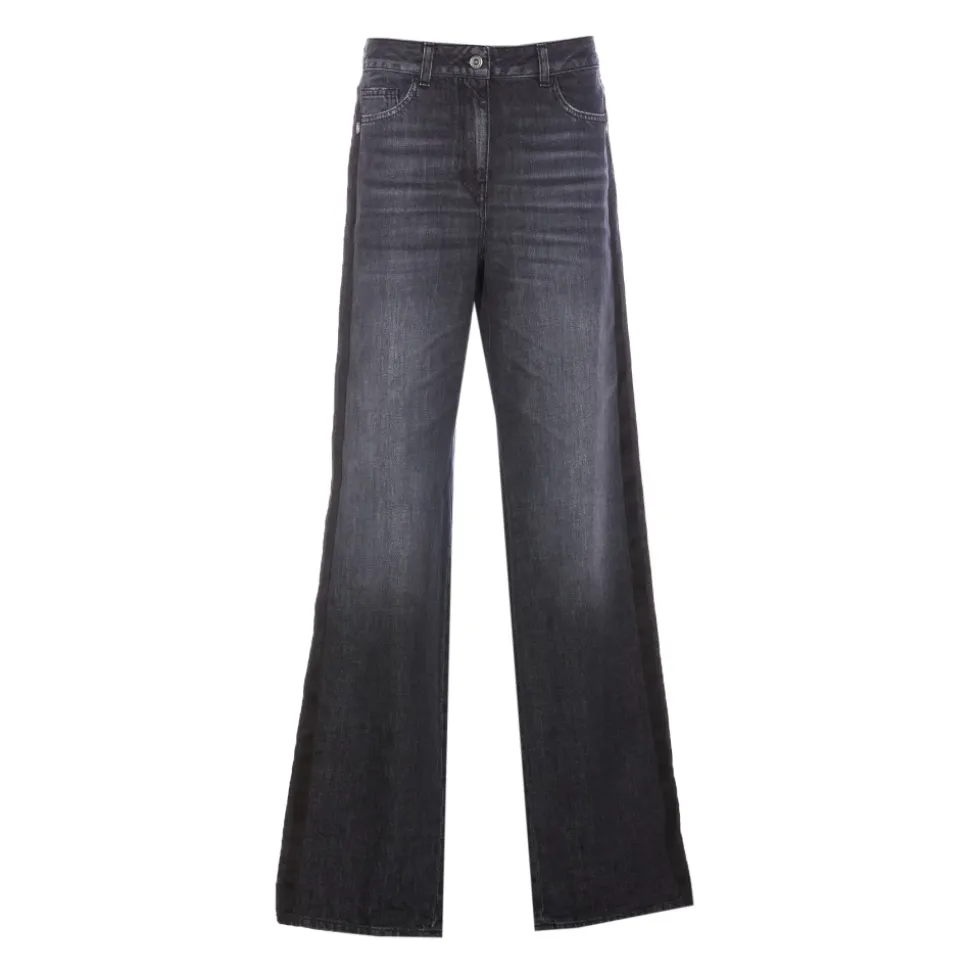 Wide Leg Jeans mit Samtband
