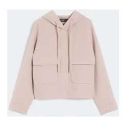 Wolljacke mit lockerer Passform und Kapuze