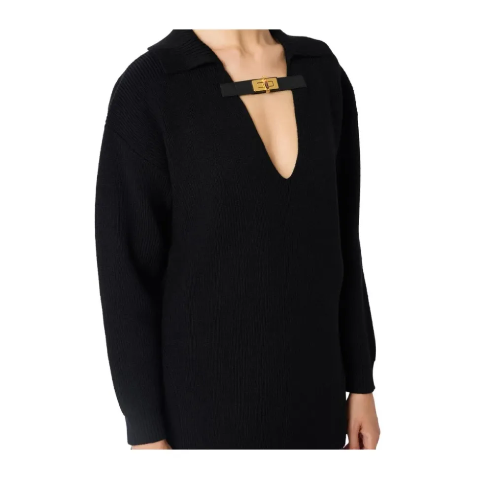 Wollmischpullover mit Schmuckträger