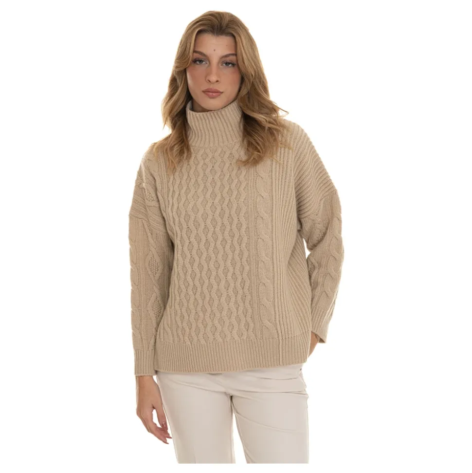 Woven Effect Veneto Pullover mit Schlitzen