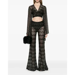 Zig Zag Lamé Crop Top