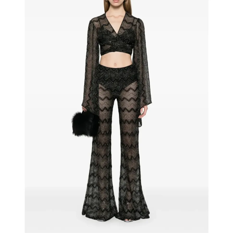 Zig Zag Lamé Crop Top