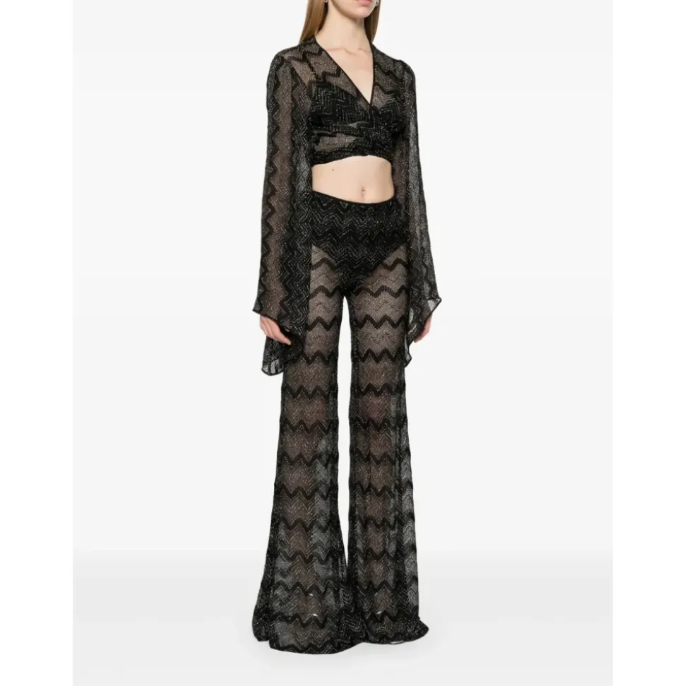 Zig Zag Lamé Crop Top