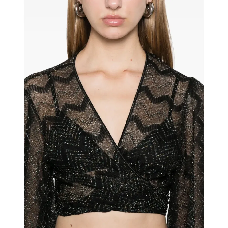 Zig Zag Lamé Crop Top